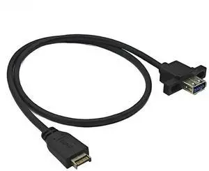 FOR 50CM 20Pin TYPE-E to USB 3.2 GEN2 10Gbps Female Front Panel Extension Cable USB3.2 TYPE-A Connector with Screw Mount for Desktop