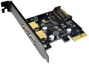 FOR USB 3.0 PCI Express PCIE USB 3.0 Card Adapter 5Gbps USB 3.0 PCI-E 2 Ports PCI Express Expansion Card SATA Power Connector for PC