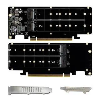 FOR 4Port M.2 NVME to PCI Express X16 4.0 Bifurcation Raid Controller M KEY NVME PCIE Split Card for 2230 2242 2260 2280 NVME M2 SSD