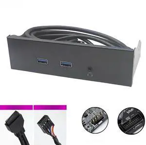 FOR USB Front Panel for PC 2Port USB3.0/USB3.2 GEN1 5Gbps + 1Port 3.5mm Headphone MIC Speaker Adapter Hub for 5.25" CD-ROM Drive Bay