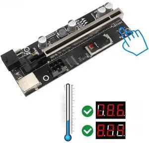 FOR PCIE Riser 009S Plus Riser PCI E PCI Express X1 to X16 Dual 6Pin for Graphic Card GPU w/ Temperature Sensor