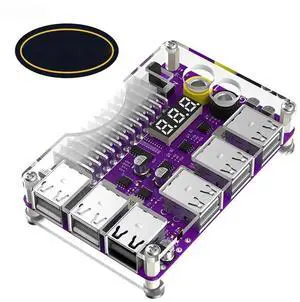 FOR ATX 24Pin Power Supply Breakout Board Adapter Acrylic Case Kit 12 Port USB2.0 3 Digit LED Display 12V Output Support QC2.0 QC3.0