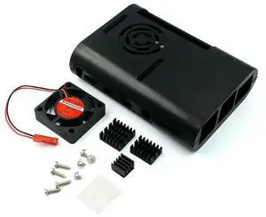 Pi 4 !Pi Box ABS case with Fan module Pi 4B + 3pcs pure aluminum heat sink