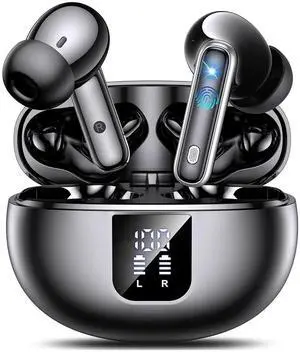 Wireless Earbuds Bluetooth 5.4 Earphones in Ear with Dual Noise Cancelling Mic, Transparency Mode Ear Buds Deep Bass Stereo Sound, 36H Playtime LED Display Wireless Headphones IP7 Waterproof