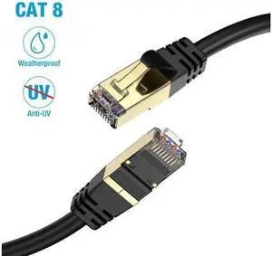 3FT Cat8 Ethernet Cable High Speed 26AWG Cat8 LAN Network Cable 40Gbps 2000Mhz with Gold Plated RJ45 Connector