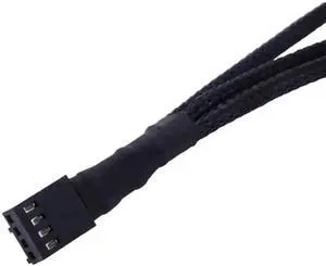 PWM Fan Splitter Adapter Cable Sleeved Braided Y Splitter Computer PC 4 Pin Fan Extension Power Cable 1 to 3 Converter 10.6 inches 1-Pack