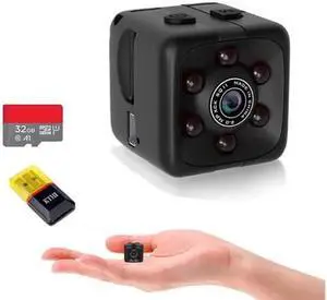 Mini Spy Camera Include 32G Memory Card Hidden Camera HD 1080P Audio Video Recording Night Vision Motion Detection Surveillance Small Dog Camera Nanny Cam Baby Monitor Home Security Camera