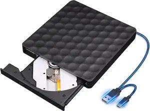 External CD DVD Drive, Portable Type-C USB 3.0 CD/DVD +/-RW ROM Burner Rewriter External DVD Writer CD Player External Disk Drive for Laptop Desktop PC Windows 11/10/8/7/XP/Linux/Vista/Mac OS