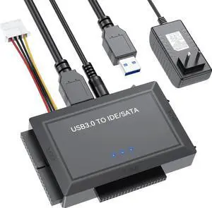 Hard Drive Reader SATA IDE to USB 3.0 Adapter, USB 3.0 to SATA/IDE Hard Drive Ultra Recovery Converter Kit Data Retrieval Device for 2.5" 3.5" HDD SSD Hard Drive Disk 5.25" DVD/CD-ROM Optical Drivedd