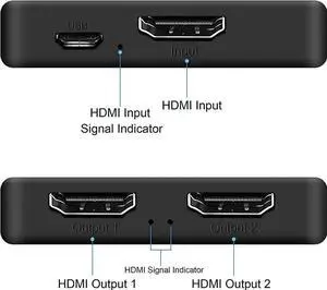 HDMI Splitter 1 in 2 Out, 4Kx2K@30Hz HDMI Splitter for Dual Monitors Duplicate/Mirror Only, 1x2 HDMI Splitter 1 to 2 Amplifier for Full HD 1080P 3D, 1 Source onto 2 Displays