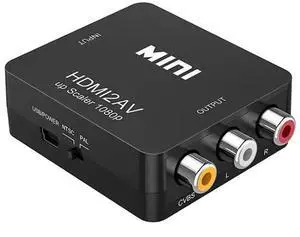 RCA to HDMI Converter, 1080P AV to HDMI RCA Composite CVBS Video Audio Converter Adapter Supporting PAL/NTSC for Xbox/PS2/Wii/SNES/N64/VHS/VCR/DVD