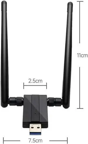 USB WIFI Adapter 1200M USB 3.0 Wireless Wifi Dongle 5G/866Mbps 2.4G/300Mbps 5dBi Dual Band Antenna 802.11 AC Wireless Network Adapter for Desktop/PC/Laptop Windows XP/Vista/7/8/10