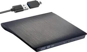 External DVD CD Drive, USB 3.0 / USB Type C Ultra Slim Drives CD DVD RW Player/DVD CD ROM Drive/Writer/Rewriter/USB CD DVD Burner Compatible with Mac MacBook Pro, Laptops Desktops