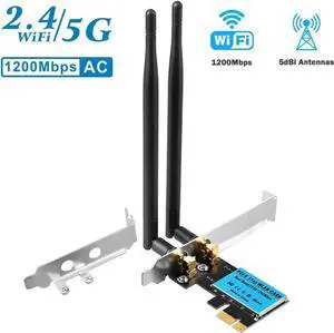 Wireless Adapter PCI Express Network Card, Dual-Band 2.4G/5.8G Desktop Computer Built-in WiFi Adapter AC1200M, PCI-E Wifi Card with 1200Mbps Transmission Rate for Windows 10/Windows 8/Windows 7