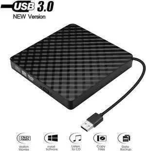 External DVD Drive, CD DVD +/-RW Drive USB 3.0 Protable USB DVD/CD ROM Burner Optical Drive Player Reader Writer for Windows 11/10/8/7 Laptop Desktop Computer, Mac OS (Black)