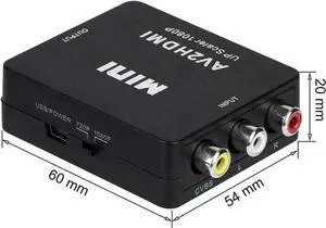 AV to HDMI Converter, RCA to HDMI Adapter, 1080P Mini RCA Composite CVBS Video Audio Converter Adapter Support PAL/NTSC for TV/PC/ PS3/ STB/Xbox VHS/VCR/Blue-Ray DVD Players - Black