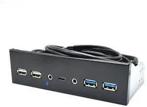 FOR USB 3.0 Front Panel for PC USB 3.1 Type C + 2x USB3.0 + 2x USB2.0 Hub + HD Audio 3.5mm + Earphone MIC for 5.25" CD-ROM Drive Bay
