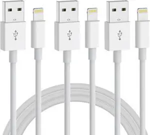 3-Pack 6ft Lightning Cable for iPhone Fast Charging USB A to Lightning Cable Compatible with iPhone 14 Pro Max/14 Pro/13/12 iPad AirPods MFi Certified
