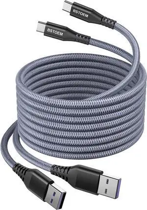 USB A to USB C Cable 10 ft Type C Charger Cord Fast Charging 10FT 2Pack for Galaxy S10/S9/S8/s7/ Note/9/8 for Kindle Fire for iPhone 15/16 Series USBC Phone