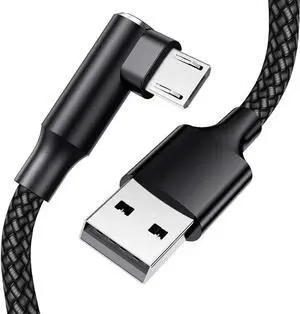 Micro USB 90 Degree Cable [2 Pack 10FT] for Fire 7 HD8 Tablets Galaxy S7 S6 Edge J8 J7 Xbox One PS4 Controllers Camera and More C Right Angled Micro USB Charging Cable