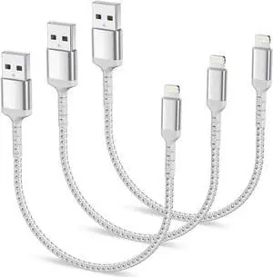 1.5ft iPhone Charging Cable Short 3-Pack Braided USB A to Lightning Cord CarPlay [MFi Certified] Compatible with Apple iPhone 14 13 12 11 Pro/Max/Mini Xs SE2 Short Lightning Cable for Car