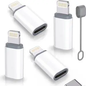 USB C Type C to Lightning Adapter MFi Certified 4 Pack 27W Fast Charging Support Data Sync Lightning to USB Type C Cable Adapter for iPhone/iPad/for Airpods with Anti-Lost Loop Not for Audio/OTG