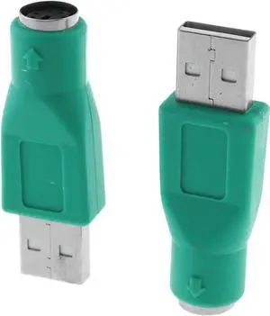 USB to PS2 Adapter 2PCS Green PS/2 Female to USB Male Converter Adapter for Mouse and Keyboard