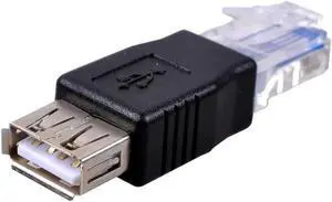 1x Type A USB2.0 Female to Ethernet RJ45 Male Plug Adapter Connector