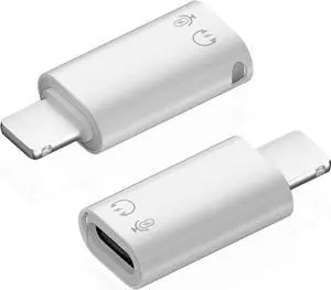USB C Female to Lighting Male OTG Adapter for iPhone 14/13/12/11/iPad Support Camera Card Reader Keyboard Mouse USB Flash Drive (White 2 Pack)