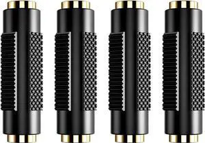 3.5 mm Female to Female Adapter 3.5mm Stereo Jack to 3.5mm Stereo Jack Adapter Connectors Stereo Coupler Female to Female Gold Plated -4pack
