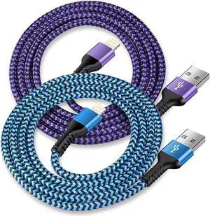 USB A to Lightning Cord 2Pack/3Ft Nylon Braided iPhone Charger Cable Approved Fast Charging Power Wire for iPhone 14 14 Pro Max 13 Pro Max 13Pro 13 13 Mini 12 11 10 XR XS X 8 Plus 7 6 6s