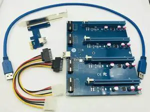FOR PCI Express 1 to 4 Port PCI-E 1x Expansion Kit PCI Express Switch Multiplier HUB Riser Card PCIE x1 to x16 Adapter for