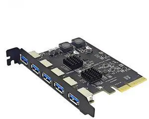 FOR PCIE USB Expansion Card 5 Ports USB3.1 PCI Express X4 Add On Cards PCI-E USB HUB Adapter USB3.2 Gen2 10Gbps for Desktop Computer