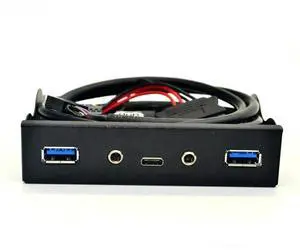 FOR USB HUB 5 Port USB 3.1 TYPE-C USB 3.0 Front Panel HD Audio 3.5mm Earphone Jack Mic Expansion Adapter for Desktop 3.5" Floppy Bay