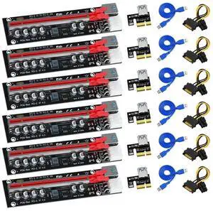 FOR 6PCS PCIE Riser for Video Card Graphic Card GPU 6 Pin Power PCI-E 16X Riser PCI Express X16 Adapter for