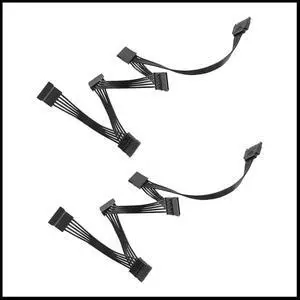 FOR 2PCS 15 Pin SATA Power Extension Hard Drive Cable 1 Male to 5 Female Power Supply Splitter Adapter Cable