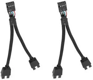 FOR 2Pcs Computer Motherboard USB 2.0 9 Pin to Dual 9 Pin Extension Cable Y Splitter Audio HD Extension Cable Black