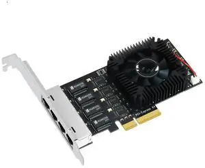 FOR 2.5Gb Ethernet PCIE 4 Port Network Card Adapter 2.5Gbps PCI Express X4 RTL8125B Chip RJ45 2500Mbps LAN Card with Cooling Fan