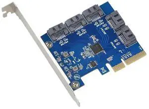 FOR PCI-E Riser Card PCIE 3.0-4X to 5 SATA Expansion Card PCIE to SATA Riser Card Adapter Card for PC