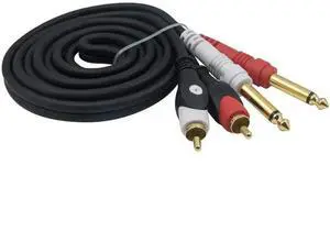 FOR RCA to 1/4 Cable, TS to RCA Cable, Dual 6.35mm 1/4 inch Male TRS Stereo Jack to 2 RCA Male Audio Splitter Adapter Cable 5 Feet/1