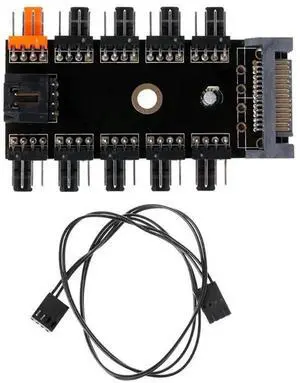 FOR PCB Adapter SATA 1 To 10 Way Splitter PWM Cooling Fan Hub 4-Pin 12V Power Socket PCB Adapter