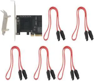 FOR PCIE to 5-Port SATA III 6 Gbps SATA Controller Expansion Card Computer Chassis Adapter Card JMB585 with 5 Cables