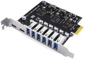 FOR USB 3.2 Type C PCI-E Expansion Card PCIE to USB Controller 6Port + 2Port USB-C 3.2 PCI-E Card Adapter
