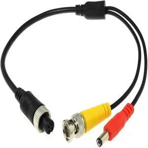 FOR M12 Connector to BNC+DC Adapter 35cm/13.78Inch M12 4P Female to Male BNC DC Extension Cable Aviation Plug for Car Video Came