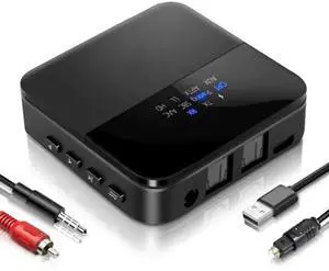 FOR Aptx HD 5.0 Audio Adapter For 2 Headphones, With Display, Low Latency, Supports Fibre Optic Cable