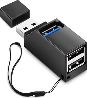 USB Hub 3.0, 3 Port USB Hub USB Splitter for Laptop, USB Expander USB Multiple Adapter for Mouse,Keyborad,Printer,Flash Drive,Xbox and More (Black with 3.0 * 1 Hub, 2.0 * 2 Hub)