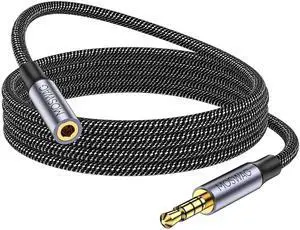 10FT/3Meter Long 3.5mm Extension TRRS 4-Pole Headphone Cable Male to Female Audio Cable Nylon Braided Compatible for Home/Car Stereos Smartphones Headphones Tablets Media Players and More