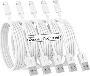 Original [Apple MFi Certified] iPhone Charger 5Pack(3/3/6/6/10 FT) iPhone Charger Fast Charging Lightning Cable iPhone Charger Cord for iPhone 14/13/12/11 Pro Max/XS MAX/XR/XS/X/8/7 Plus iPad AirPods