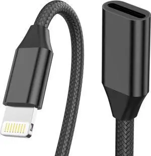 for iPhone Charger Extension Cord [ MFi Certified] Nylon Braided Lightning Extender Dock Cable Male to Female Adapter 3.3FT for iPhone 14 Pro 13 Pro 12 11 X XR 8 7 6 Pass Video Data Audio