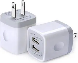 USB Wall Charger 2Pack Dual Port 2.1Amp Fast Brick Base Adapter Charging Block Charger Cube Plug Charger Box for iPhone 16 Pro Max 15 14 13 12 11 Pro X 6 6S 7 8 Plus iPad Android
